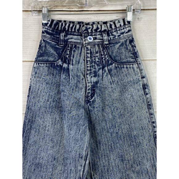 Vtg Panhandle Slim Jeans Womens 3/4 Acid Wash Pleated Ruffle Rodeo Cowgirl USA - Picture 2 of 13